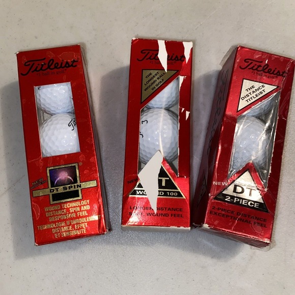 NEW‎ Lot Titleist DT Wound 100 DT Spin DT 2 Piece Golf Balls 3 Sleeves / 9 - Picture 1 of 5